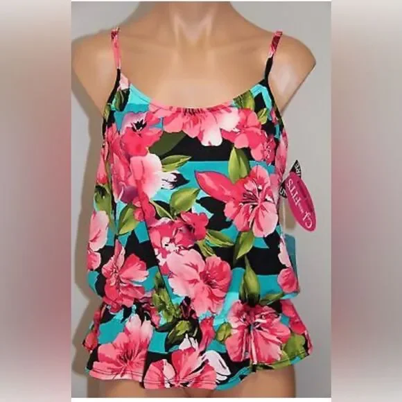 Caribbean Joe Floral Women’s Takini Two Piece Swimsuit NWT - Picture 1 of 10